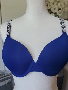 Victoria's Secret Royal Blue Rhinestone Strap T-Shirt Bra